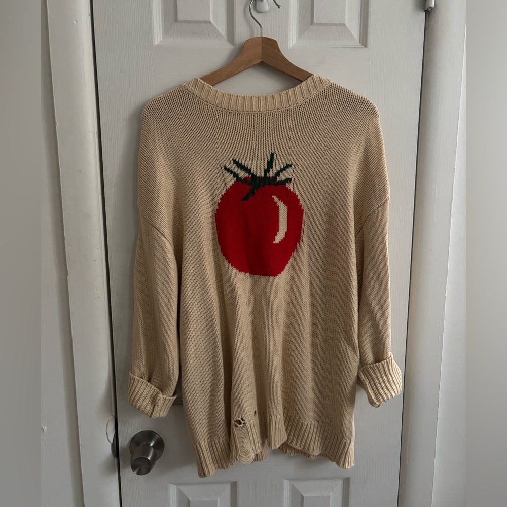 Urban Outfitters Distressed Tomato Sweater